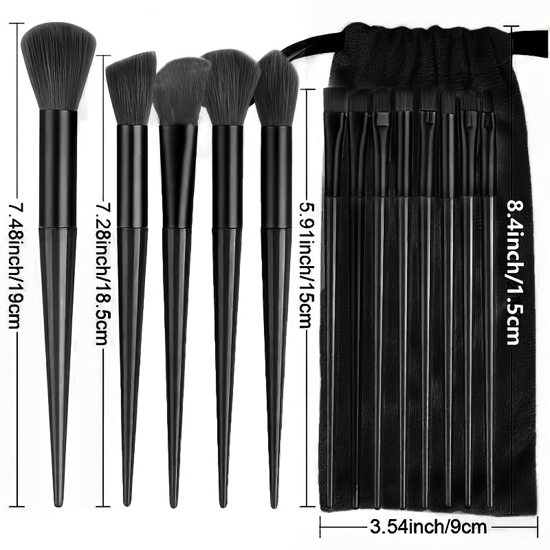 13pcs High-Quality Black Makeup Brush Set - MUA Recommended for Christmas and Halloween, Premium Makeup Brush Kit with Case, Glamorous Shimmer Makeup Brushes, Makeup Gift Set, Sparkling Brushes, Beauty Essential, Elegant Desi