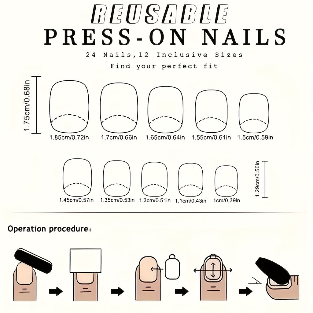 144pcs Multi-Style Handmade False Nail Set | Featuring Various Nail Art Styles, Suitable For Women And, Trendy Women, Perfect For Daily Use And Parties, Made of ABS, Mixed Color System, Square Shape, Middle Length, Glossy End