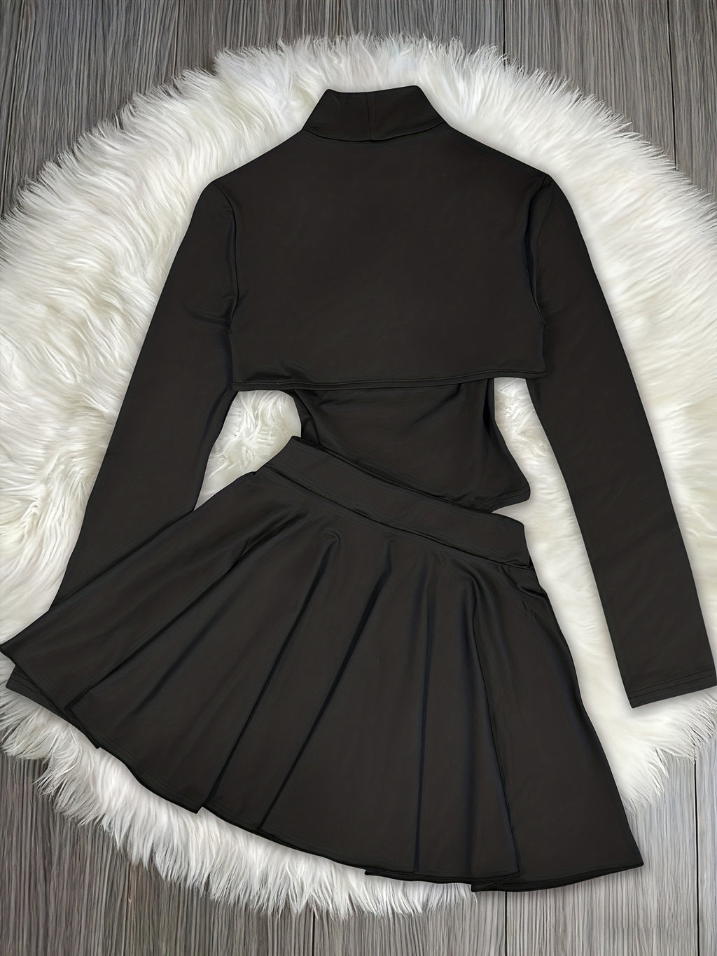 Y2K Casual Elegance for Ladies, Comfortable Three-Piece Set, Long-Sleeved Short Round-Neck Shawl Cardigan & Suspender Slim Vest & High-Waisted A-Line Short Skirt, 3pcs Set