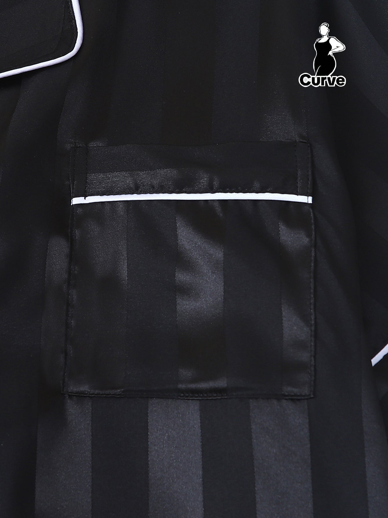 [Women's Pajama Set] Two-Piece Solid Color Satin Plus Size Striped Summer Short Sleeve Lapel Top and Bow Shorts Women's Pajama Set