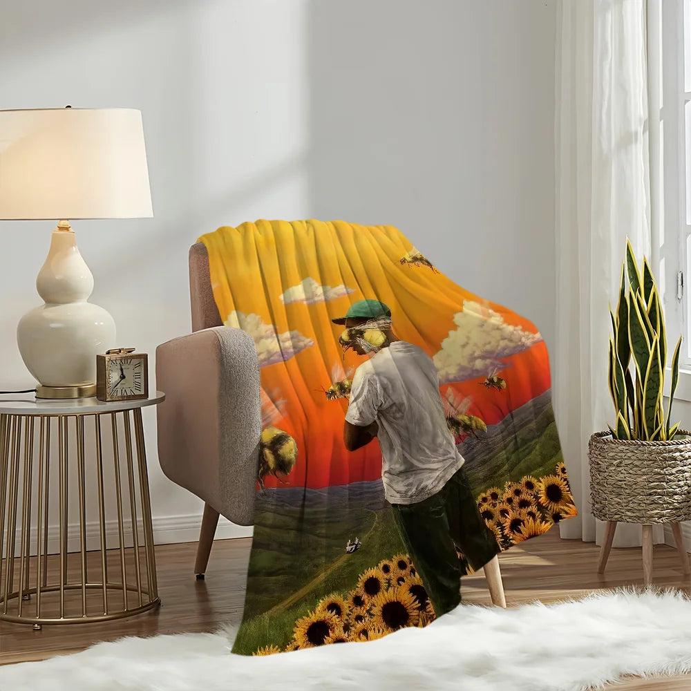 Singer T-Tyler The C-Creator Chromakopia Blanket Plush Nap Sofa rug for Living Room Office Bed Birthday Home Travel Kid Gifts