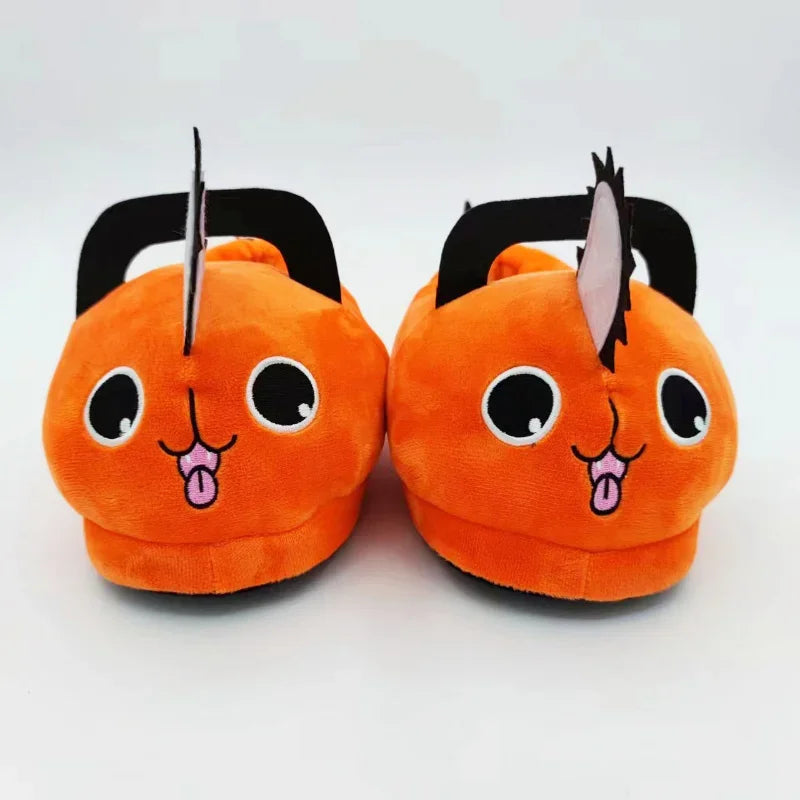 Anime Chainsaw Man Pochita Plush Slipper Pochita Women Chainsawman Shoes Adult Orange Dog Stuffed Soft Slipper for Xmas Gift