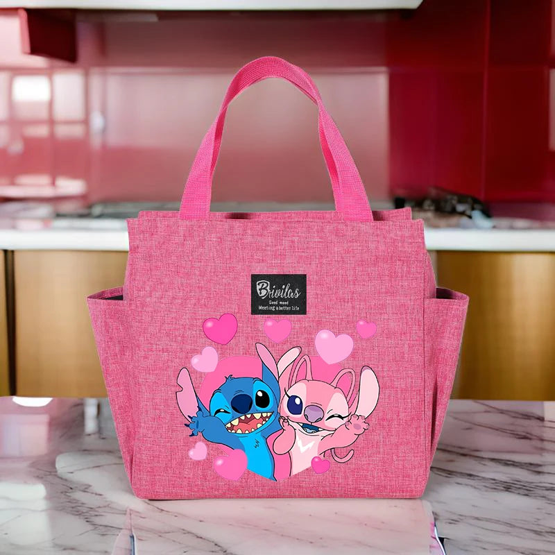 Stitch Insulated Lunch Bag - Waterproof Oxford Cloth, Aluminum Foil, Portable & Reusable Square Tote for Work, School, Picnic