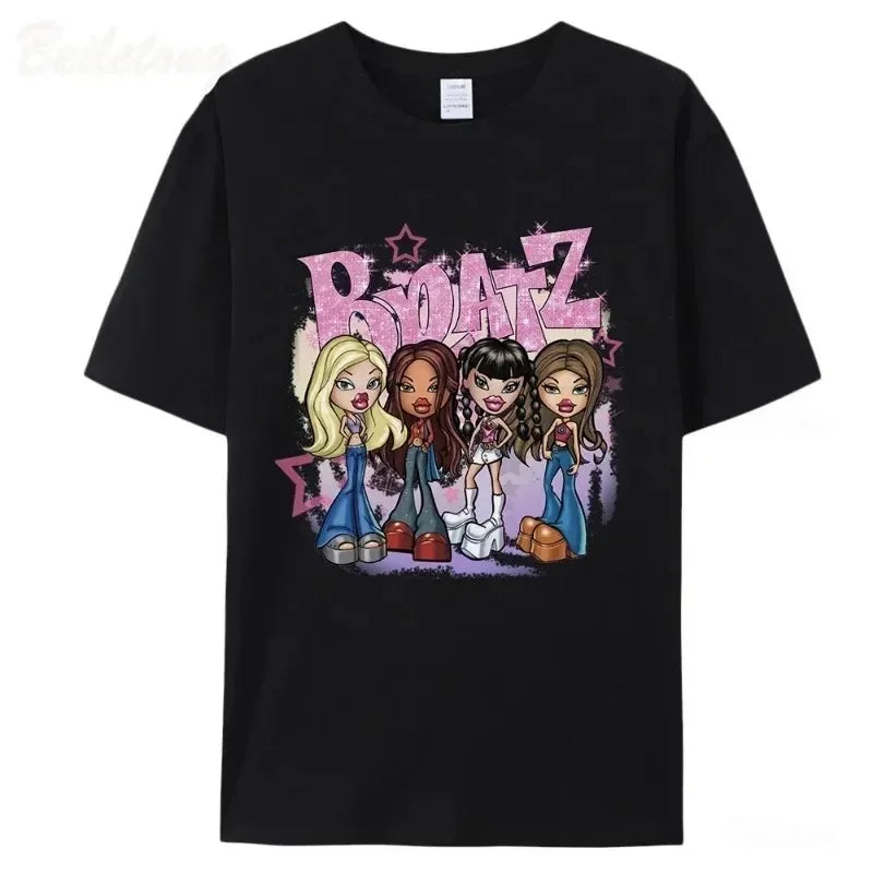 Fashion Bratz Y2k T-shirt Women's Cartoon Printed Harajuku Top 2024 Summer Girls Fashion Short Sleeve Aesthetic Neutral T-shirt