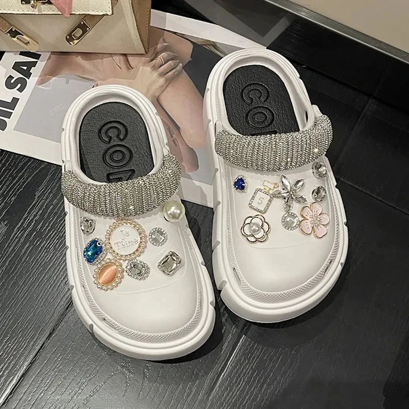 6cm DIY Platform Slippers Summer Women's Sandals Wedges Ladies Outdoor Clogs Thick Street Beach Slides Girls Garden Shoes