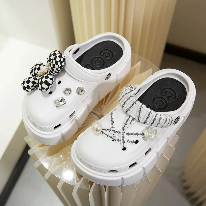 6cm DIY Platform Slippers Summer Women's Sandals Wedges Ladies Outdoor Clogs Thick Street Beach Slides Girls Garden Shoes