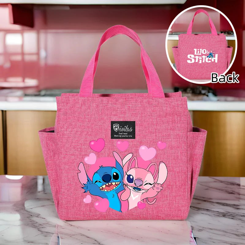 Stitch Insulated Lunch Bag - Waterproof Oxford Cloth, Aluminum Foil, Portable & Reusable Square Tote for Work, School, Picnic