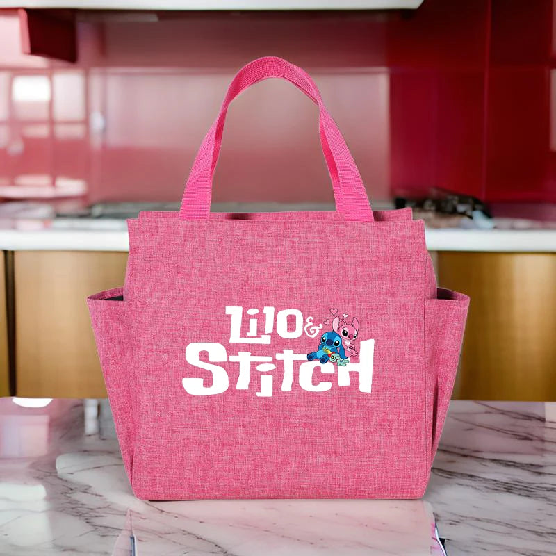 Stitch Insulated Lunch Bag - Waterproof Oxford Cloth, Aluminum Foil, Portable & Reusable Square Tote for Work, School, Picnic