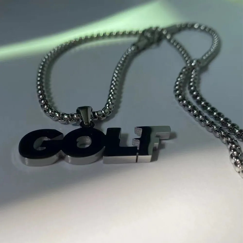 Titanium Steel Lettered Pendant Necklace Hip Hop Niche Necklace Sweater Chain Hoodie Accessories Glamour Jewelry for Men / Women