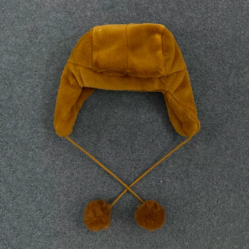 Unique Cartoon Design Embroidery Warm Coral Velvet Lei Feng Hat Autumn Winter Outdoor Ear Protection Fashionable Cap