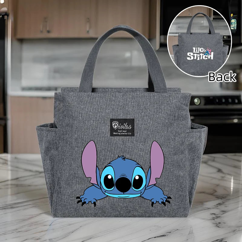 Stitch Insulated Lunch Bag - Waterproof Oxford Cloth, Aluminum Foil, Portable & Reusable Square Tote for Work, School, Picnic