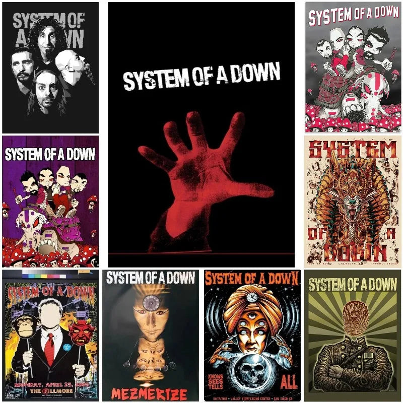 Heavy Metal Band System of A Down Posters Music Album Canvas Painting Wall Art Club Living Room Bedroom Home Office Decor Gift