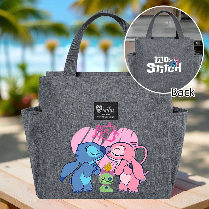 Stitch Insulated Lunch Bag - Waterproof Oxford Cloth, Aluminum Foil, Portable & Reusable Square Tote for Work, School, Picnic