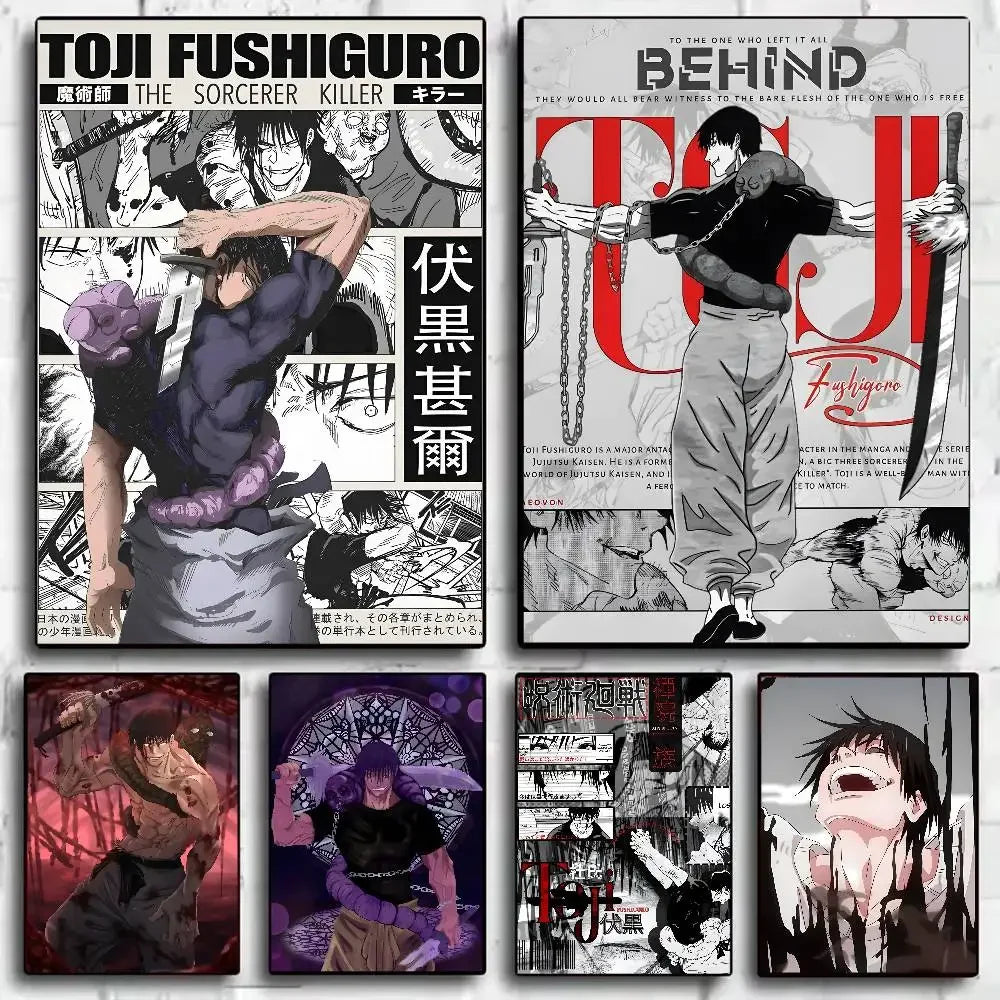 Kaisen Fushiguro Toji Anime Poster HD Art Sticky Wall Waterproof Home Living Room Bedroom Bar Aesthetic Decoration