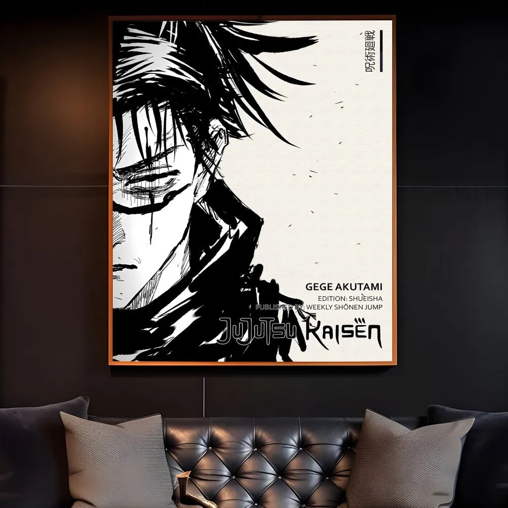 Japanese Manga J-JujutsuES K-KaisenS Poster Sticky Wall Art Printing Waterproof Home Living Bed Room Bar Hallway Aesthetic Decor