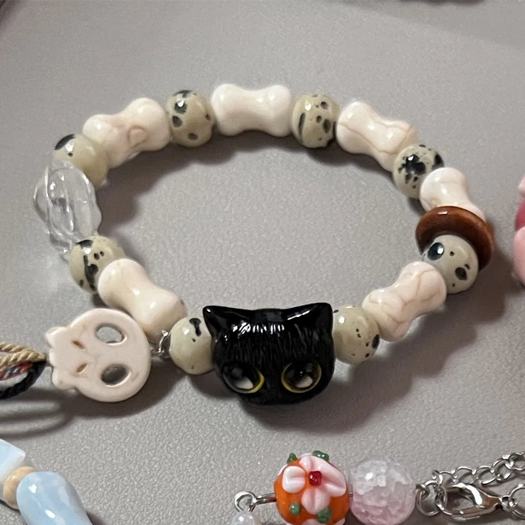 New Cute Geometry Star Conch Ceramic Glass Acrylic Beaded Bracelet Girl Kpop Aesthetic Charm Jewelry Y2K Marine Accessories