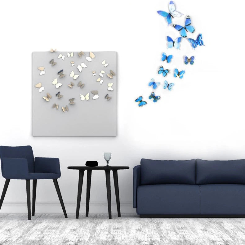 12pcs Glow-in-the-Dark 3D Butterfly Wall Decals UV Activated Luminous Stickers for Bedroom Living Room Nursery Decor
