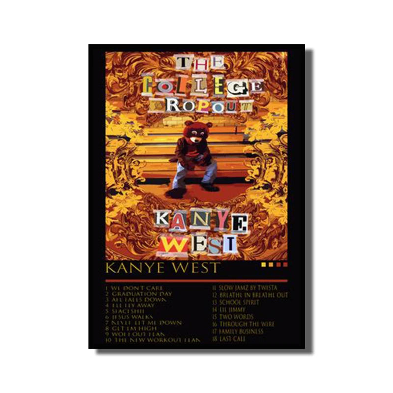 Rap Singer Kanye West Art Poster, Pop Music Album Cover High-definition Printed Canvas Painting, Home Wall Decoration, Frameless