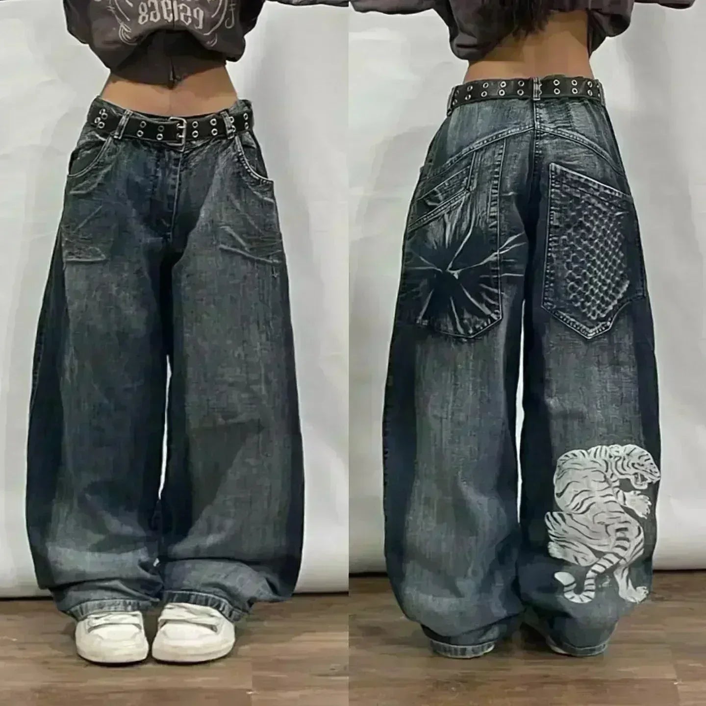 American Y2K 2025 New Baggy Wide Leg Black Jeans Overszied Women Street Casual Joker Denim Pants Couple Jeans Vintage Streetwear