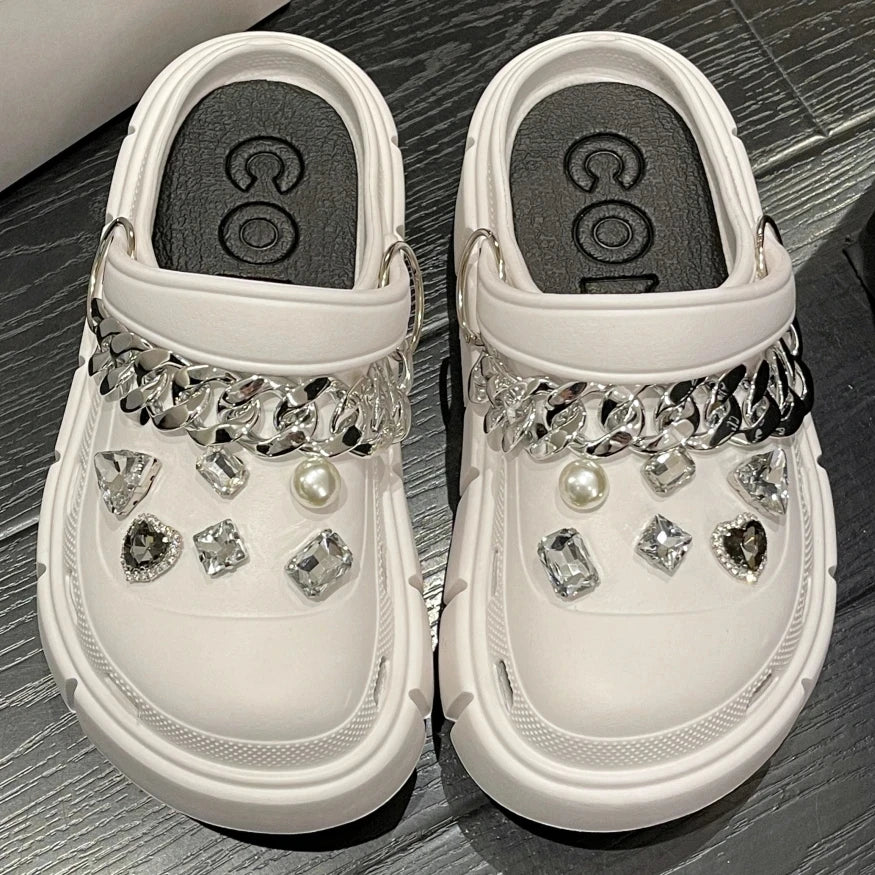 6cm DIY Platform Slippers Summer Women's Sandals Wedges Ladies Outdoor Clogs Thick Street Beach Slides Girls Garden Shoes