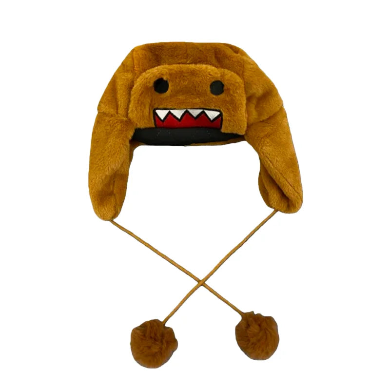 Unique Cartoon Design Embroidery Warm Coral Velvet Lei Feng Hat Autumn Winter Outdoor Ear Protection Fashionable Cap