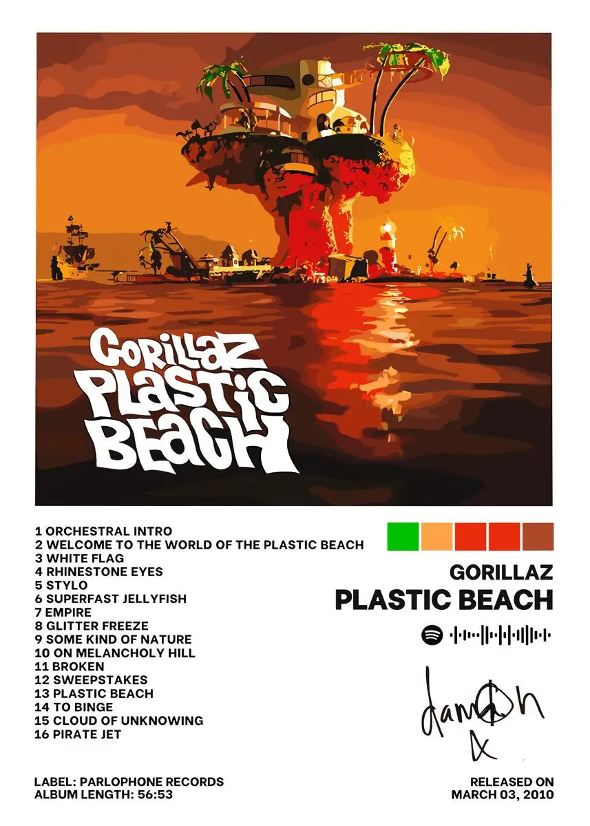 Virtual Anime Rock Band Gorillaz Poster Modern Music Album Cover Canvas Painting Wall Art for Club Living Room Home Decor Mural