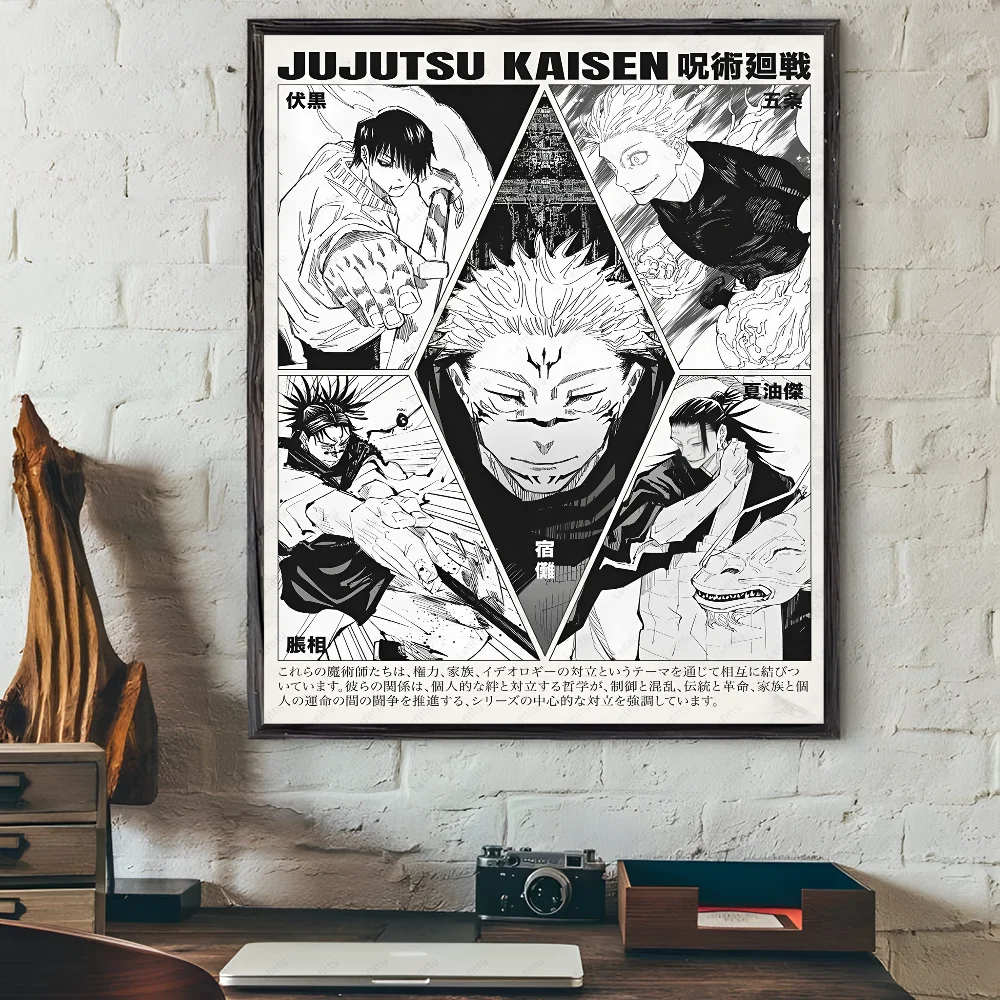 Japanese Manga J-JujutsuES K-KaisenS Poster Sticky Wall Art Printing Waterproof Home Living Bed Room Bar Hallway Aesthetic Decor