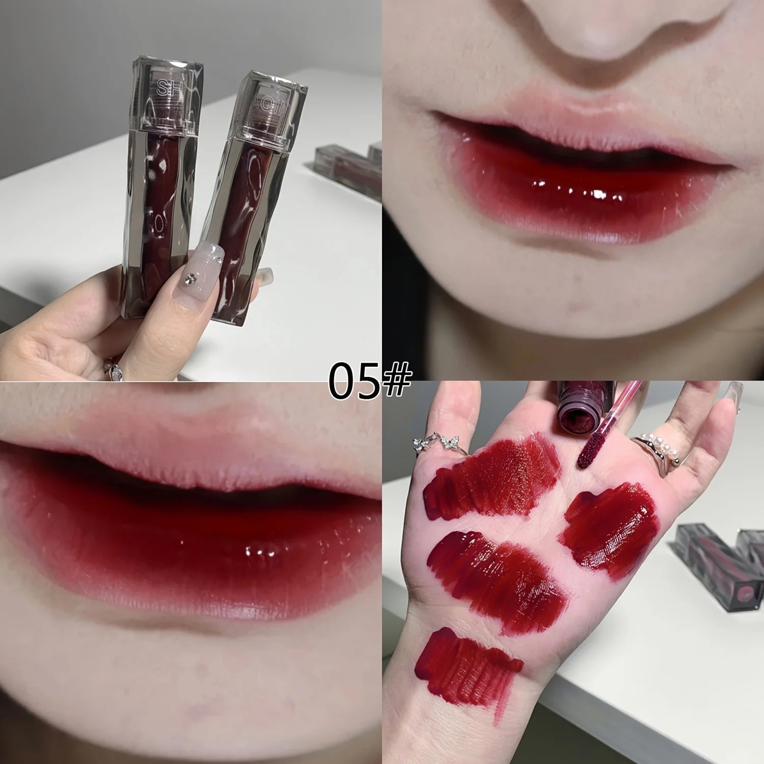 Adorable Bear Mirror Lip Glaze - Long-Lasting, Non-Fading, Hydrating Liquid Lipstick with Watery Texture - Luxurious Glossy Shin
