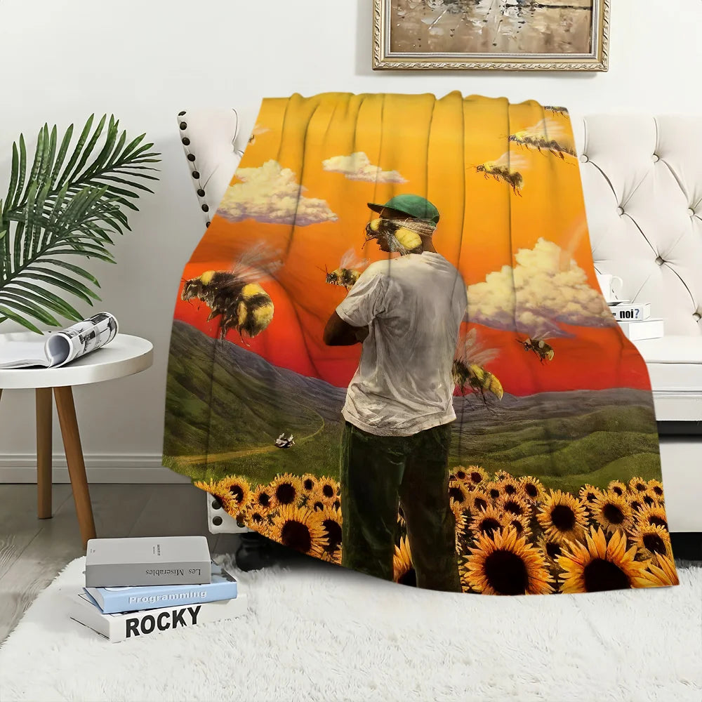 Singer T-Tyler The C-Creator Chromakopia Blanket Plush Nap Sofa rug for Living Room Office Bed Birthday Home Travel Kid Gifts