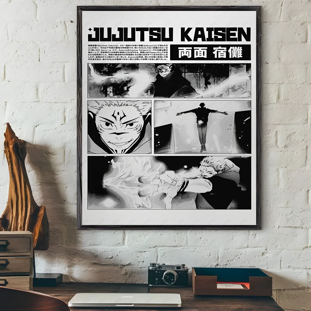 Japanese Manga J-JujutsuES K-KaisenS Poster Sticky Wall Art Printing Waterproof Home Living Bed Room Bar Hallway Aesthetic Decor