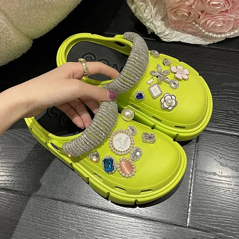 6cm DIY Platform Slippers Summer Women's Sandals Wedges Ladies Outdoor Clogs Thick Street Beach Slides Girls Garden Shoes