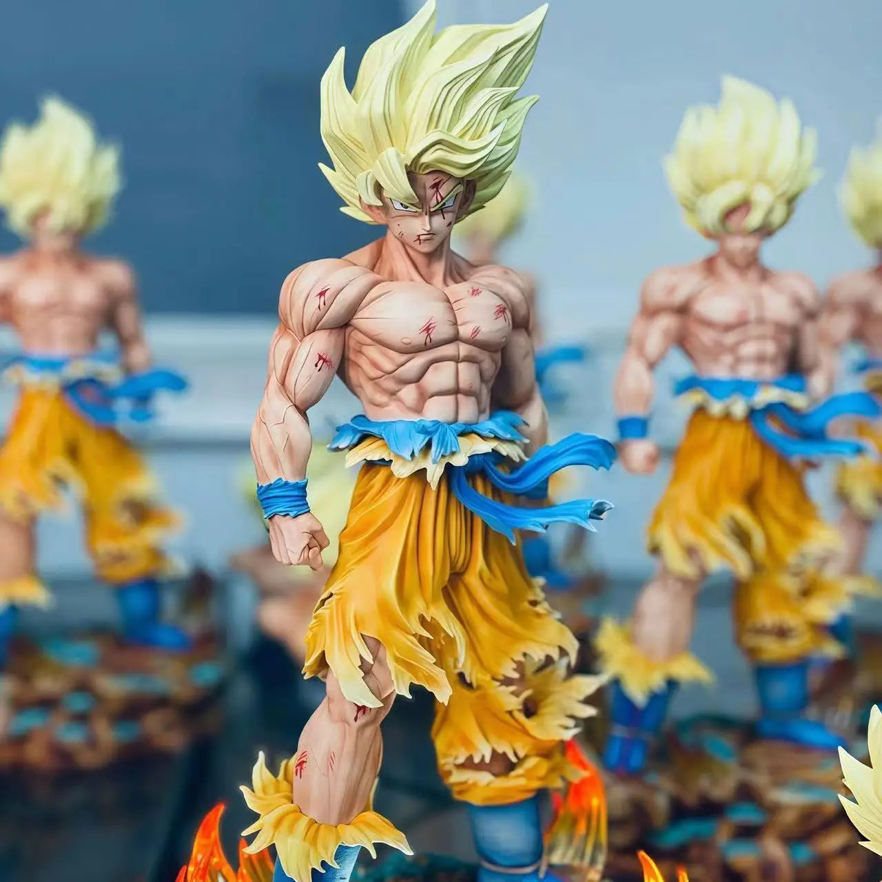 Jt Statue Dragon Ball Z Son Goku Figure Replaceable Heads Led Base Super Saiyan Goku Action Figures Collection Mode Toys Gifts