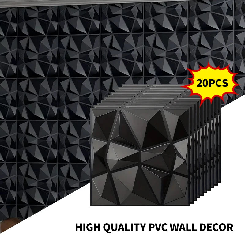 20PCS 3D Wall Panels 30x30cm Indoor Wall Decoration for Living Room Bedroom Hotel Office  Mural Tile-Panel-Mold 3D Wall Sticker