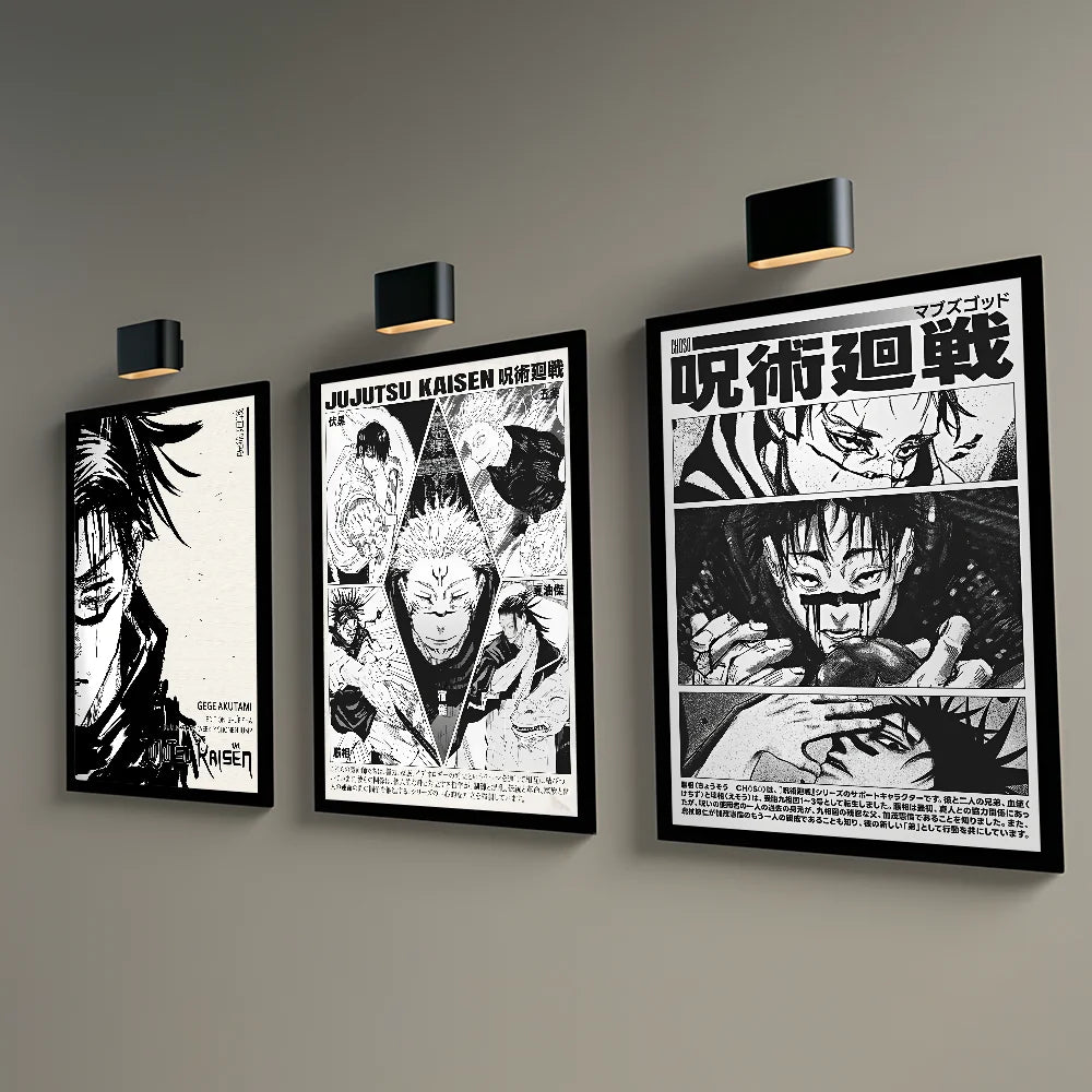 Japanese Manga J-JujutsuES K-KaisenS Poster Sticky Wall Art Printing Waterproof Home Living Bed Room Bar Hallway Aesthetic Decor