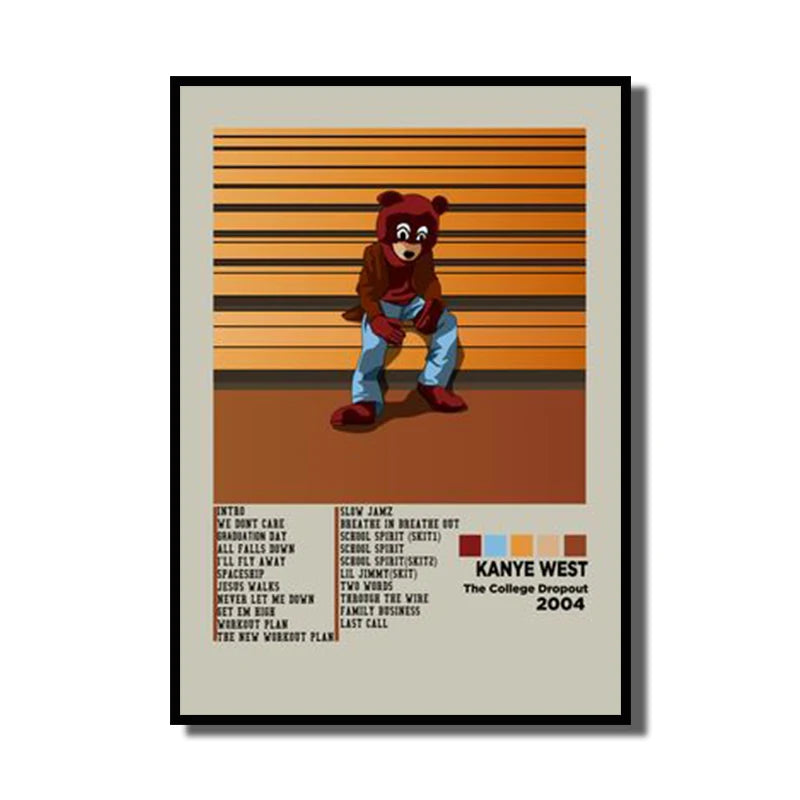 Rap Singer Kanye West Art Poster, Pop Music Album Cover High-definition Printed Canvas Painting, Home Wall Decoration, Frameless