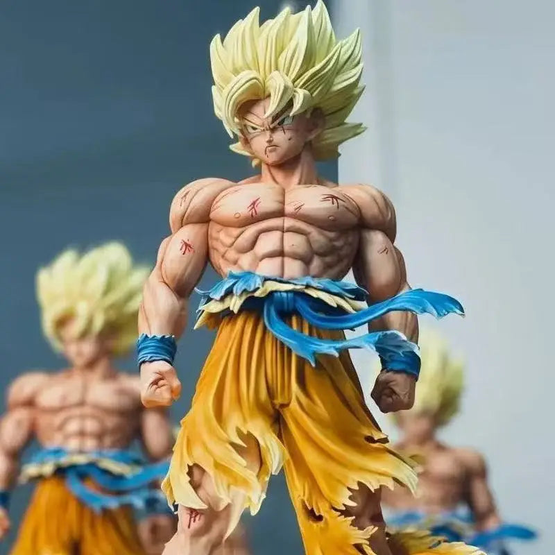 Jt Statue Dragon Ball Z Son Goku Figure Replaceable Heads Led Base Super Saiyan Goku Action Figures Collection Mode Toys Gifts
