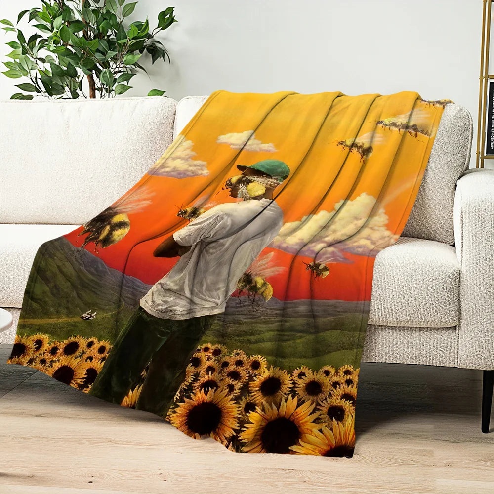 Singer T-Tyler The C-Creator Chromakopia Blanket Plush Nap Sofa rug for Living Room Office Bed Birthday Home Travel Kid Gifts