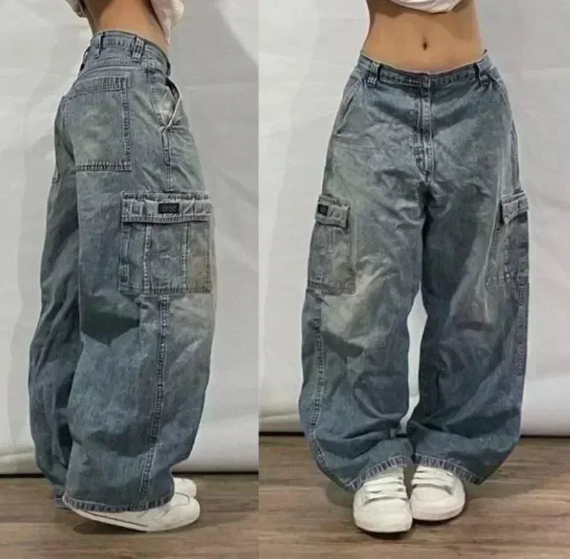 American Y2K 2025 New Baggy Wide Leg Black Jeans Overszied Women Street Casual Joker Denim Pants Couple Jeans Vintage Streetwear