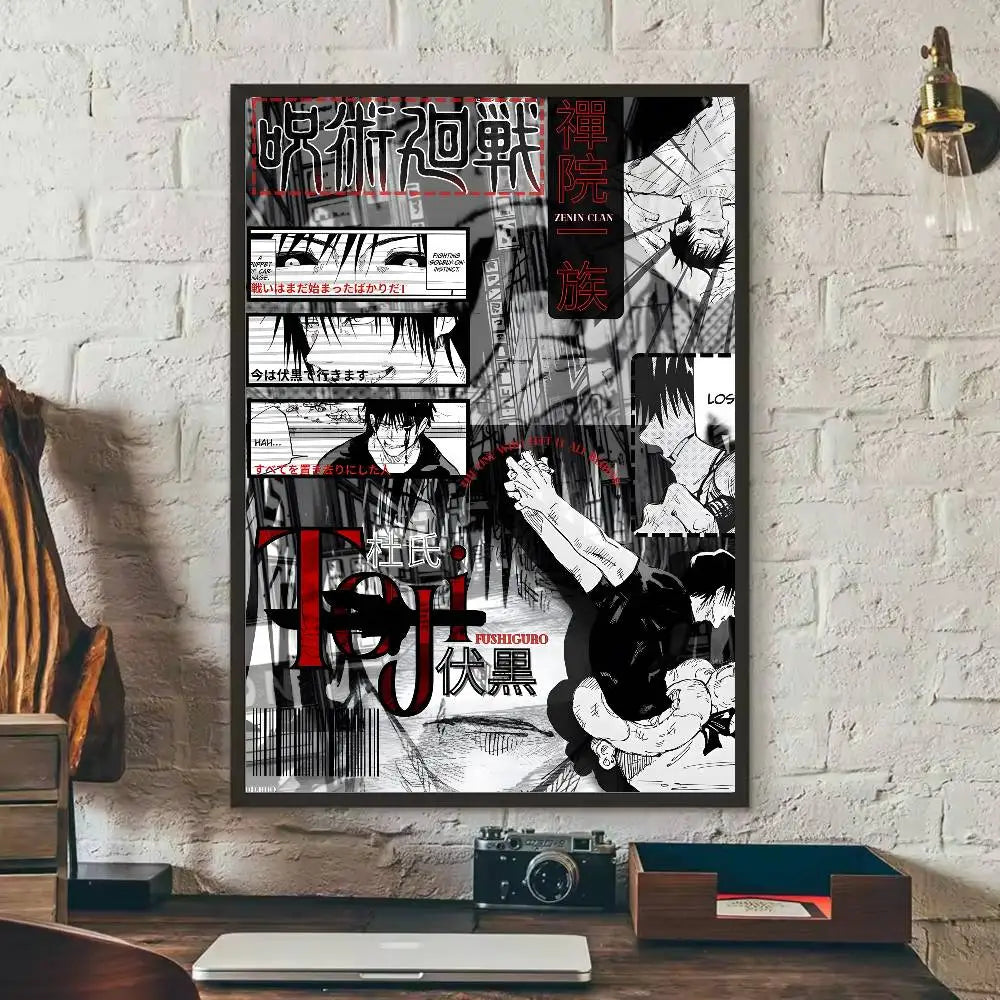 Kaisen Fushiguro Toji Anime Poster HD Art Sticky Wall Waterproof Home Living Room Bedroom Bar Aesthetic Decoration