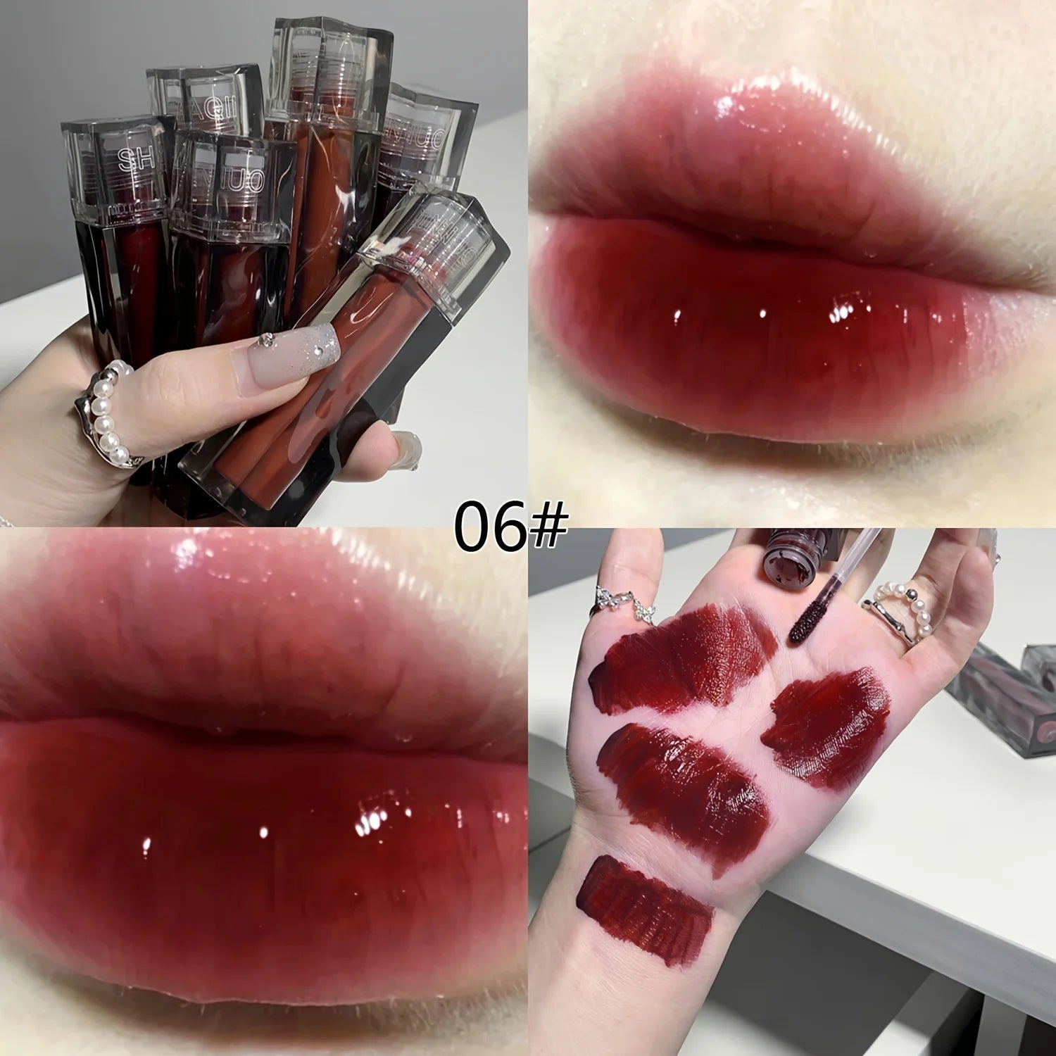 Adorable Bear Mirror Lip Glaze - Long-Lasting, Non-Fading, Hydrating Liquid Lipstick with Watery Texture - Luxurious Glossy Shin