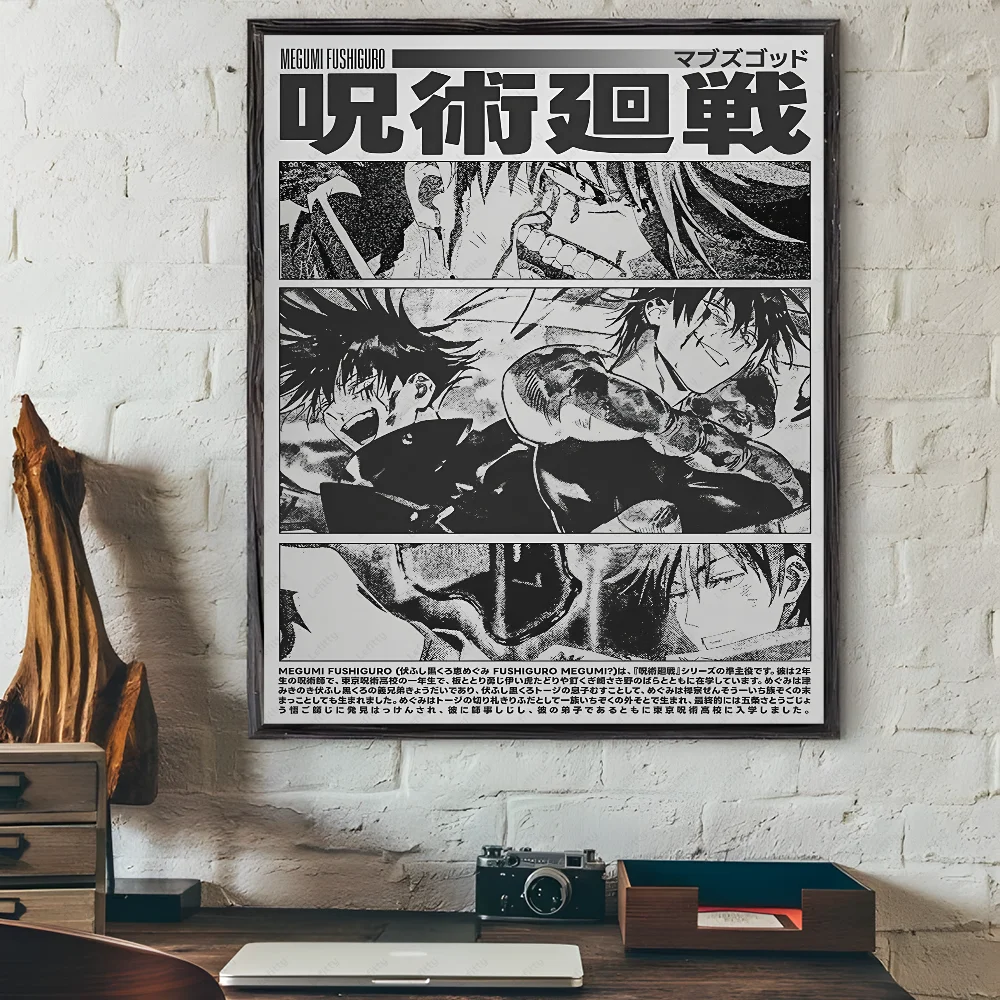Japanese Manga J-JujutsuES K-KaisenS Poster Sticky Wall Art Printing Waterproof Home Living Bed Room Bar Hallway Aesthetic Decor