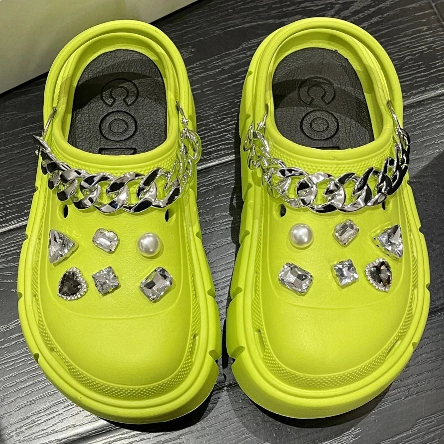 6cm DIY Platform Slippers Summer Women's Sandals Wedges Ladies Outdoor Clogs Thick Street Beach Slides Girls Garden Shoes