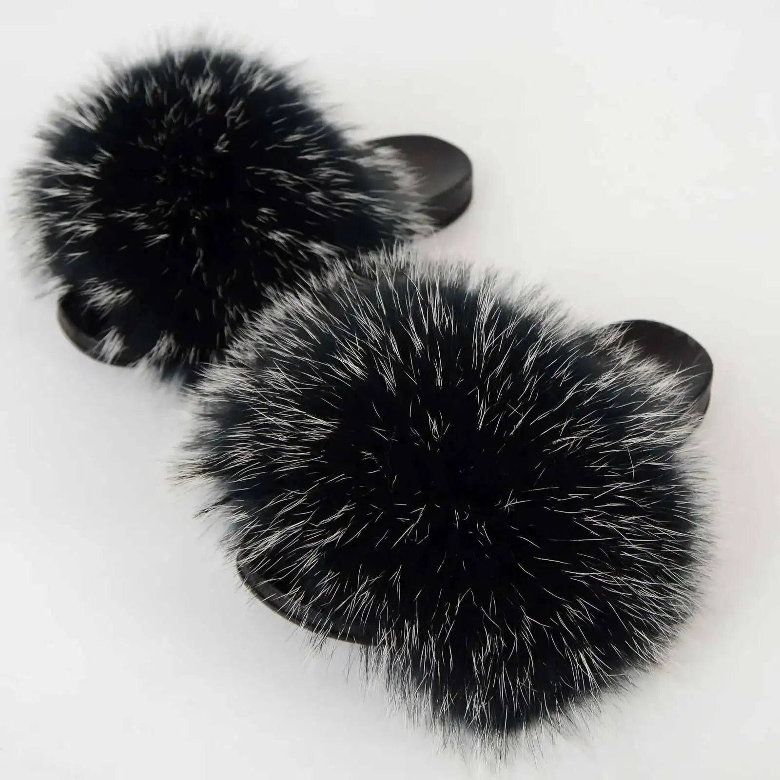 Real Raccoon Fur Slippers For Women 2023 Summer Fluffy Indoor House Fuzzy Flat Slides Outdoor Fashion Beach Sandals Flip Flops