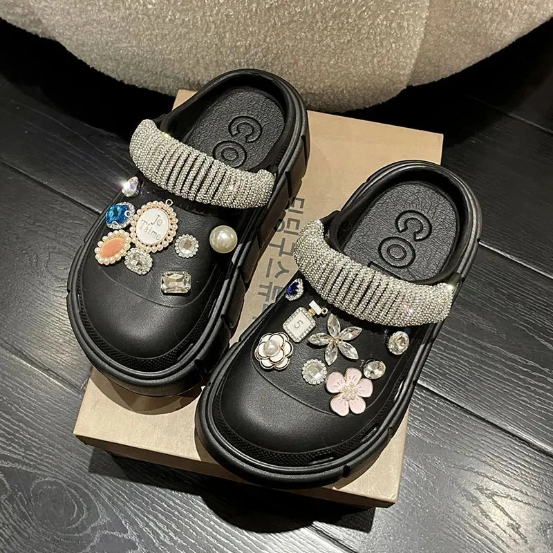 6cm DIY Platform Slippers Summer Women's Sandals Wedges Ladies Outdoor Clogs Thick Street Beach Slides Girls Garden Shoes