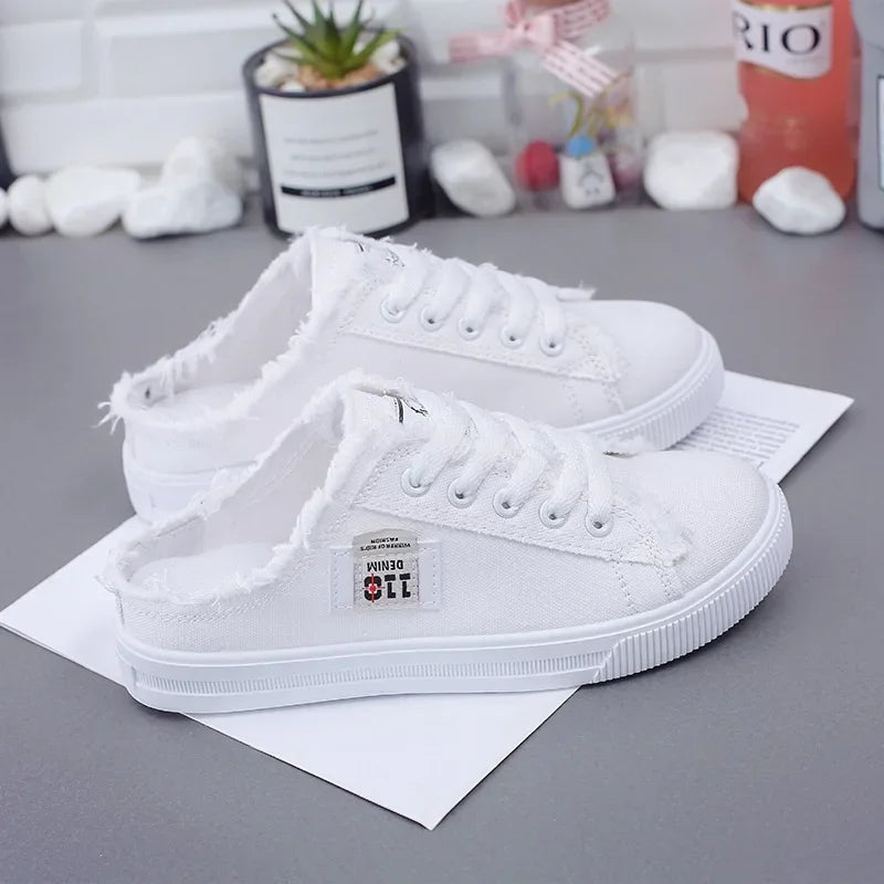 2024 Spring Summer Women Canvas Sneaker Low Top Denim Sneakers Ladies Lace-Up Flat Canvas  Board Shoes Female sapatos femininos