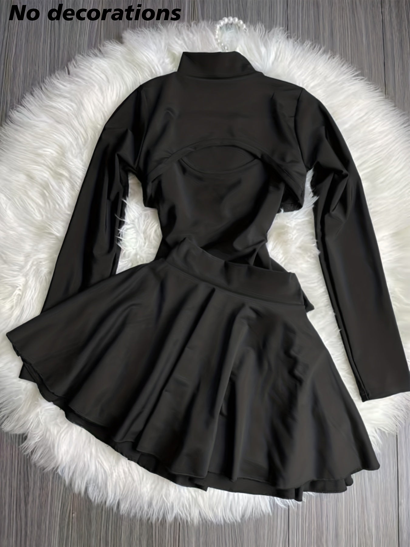 Y2K Casual Elegance for Ladies, Comfortable Three-Piece Set, Long-Sleeved Short Round-Neck Shawl Cardigan & Suspender Slim Vest & High-Waisted A-Line Short Skirt, 3pcs Set