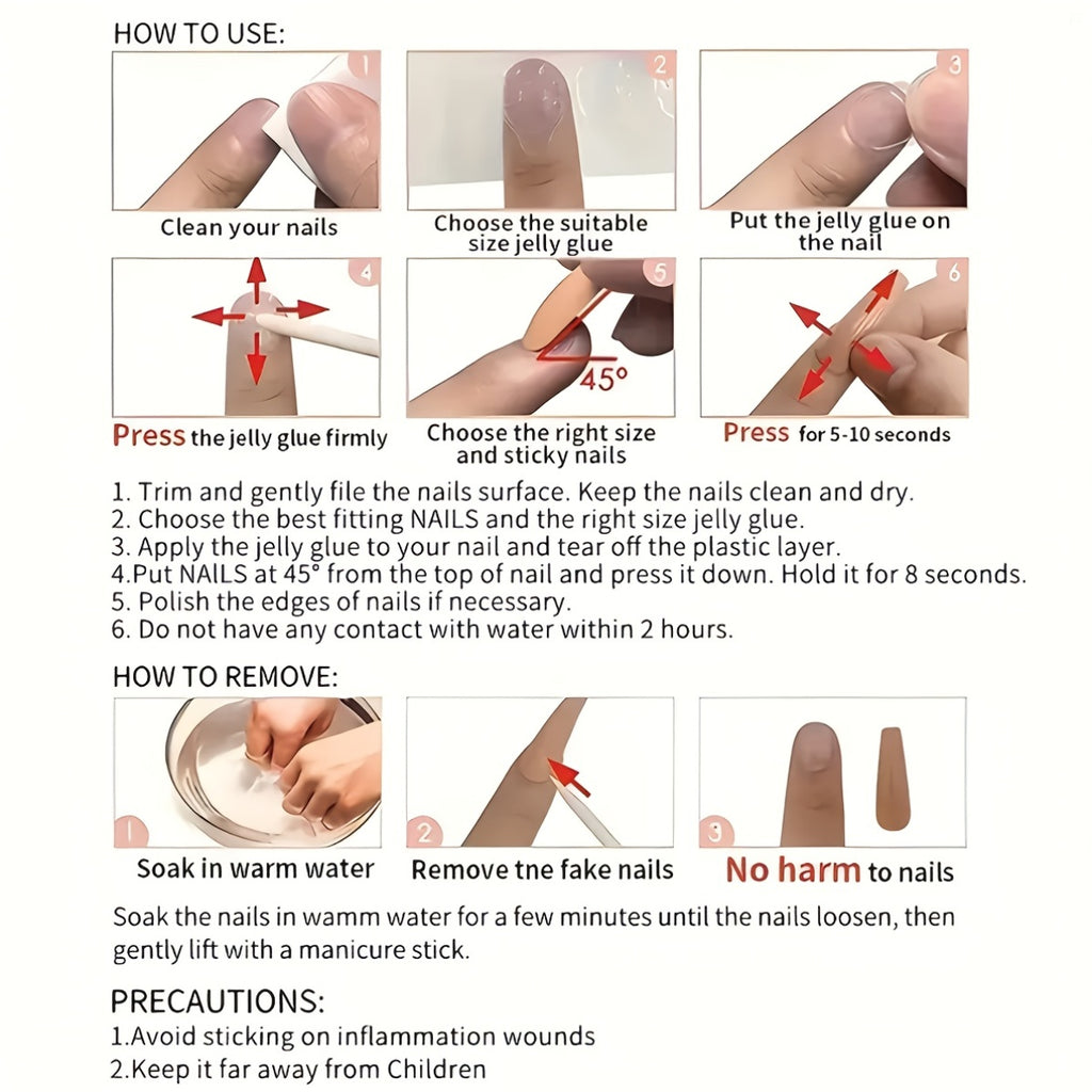 144pcs Multi-Style Handmade False Nail Set | Featuring Various Nail Art Styles, Suitable For Women And, Trendy Women, Perfect For Daily Use And Parties, Made of ABS, Mixed Color System, Square Shape, Middle Length, Glossy End