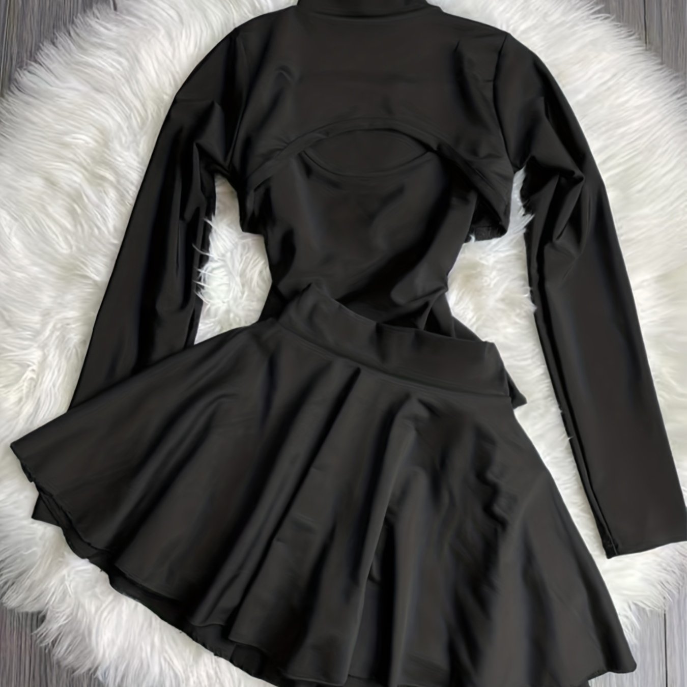 Y2K Casual Elegance for Ladies, Comfortable Three-Piece Set, Long-Sleeved Short Round-Neck Shawl Cardigan & Suspender Slim Vest & High-Waisted A-Line Short Skirt, 3pcs Set